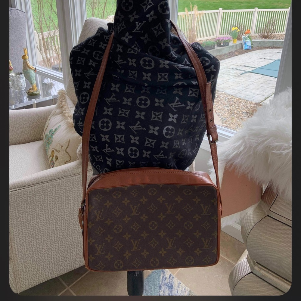 Louis Vuitton Brown Monogram Crossbody Bag with Tan Leather Trim